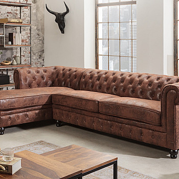 Rohová sedacia súprava 40611 Chesterfield - Antik Hnedá