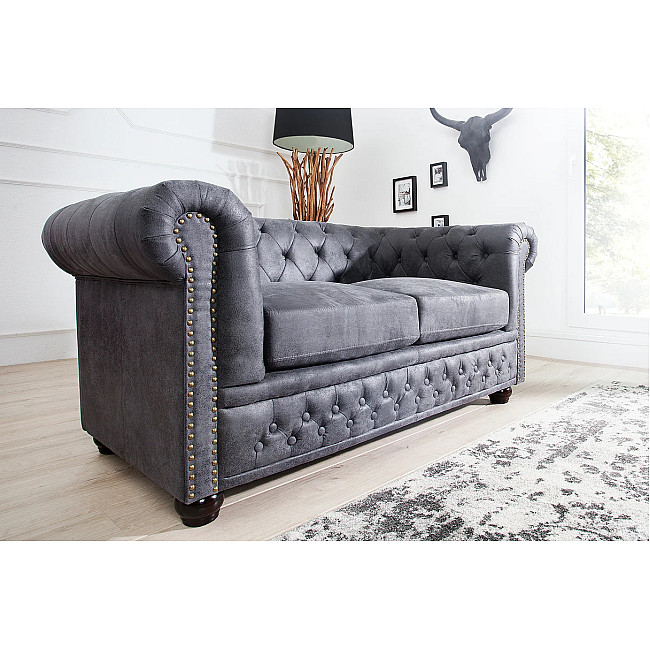 Sedacia súprava 37390 Chesterfield 2-sedenie Antik šedá