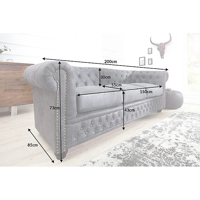 Sedacia súprava 37391 Chesterfield 3-sedenie Antik šedá
