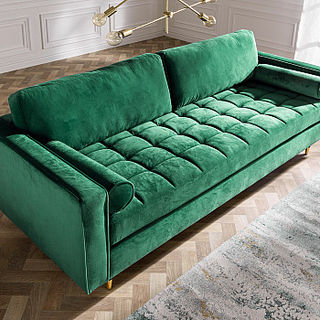 Sedacia súprava 39845 220cm Cozy - Zamat Smaragdovozelená