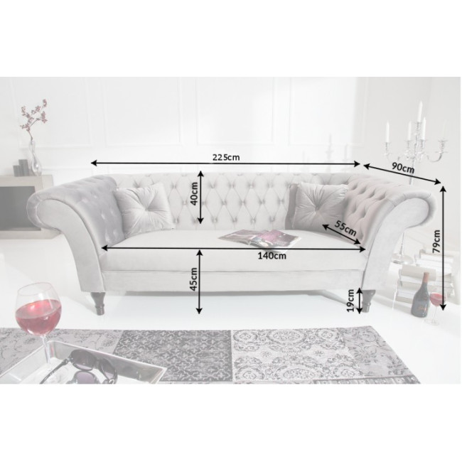 Sedacia súprava 40148 225cm Paris - Zamat striebornošedá Sedacia súprava 40148 225cm Paris - Zamat striebornošedá