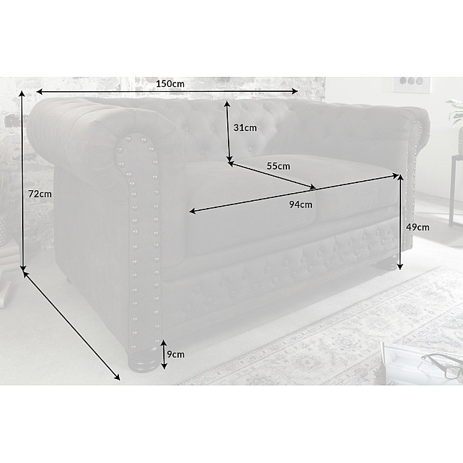 Sedacia súprava 40518 Chesterfield 2-sedenie Vintage Šedá Taupe