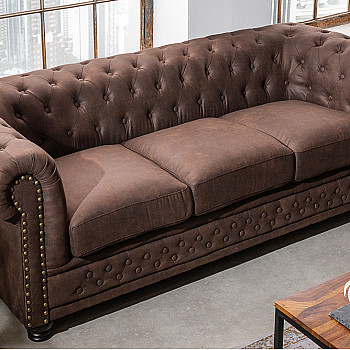 Sedacia súprava 40652 Chesterfield 3-sedenie Vintage Hnedá 