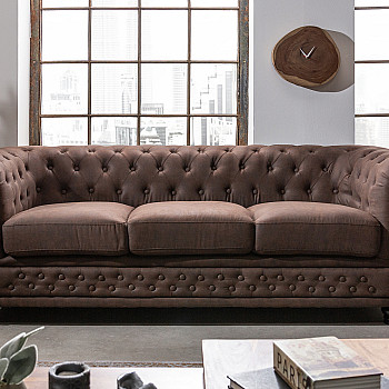 Sedacia súprava 40652 Chesterfield 3-sedenie Vintage Hnedá 