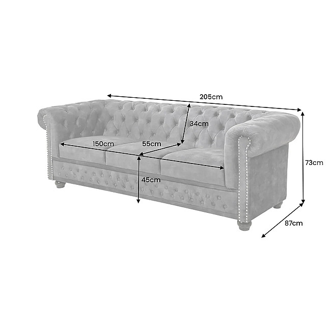 Sedacia súprava 41215 Chesterfield 3-sedenie Zamat Šedá Sedacia súprava 41215 Chesterfield 3-sedenie Zamat Šedá
