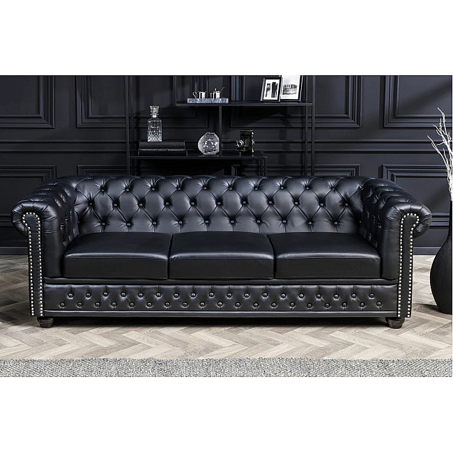 Sedacia súprava 41447 Chesterfield 3-sedenie Antique Čierna
