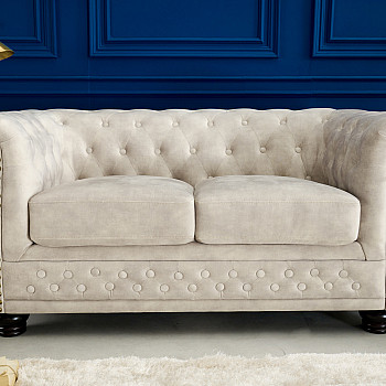 Sedacia súprava 42311 Chesterfield 2-sedenie Zamat Champagner