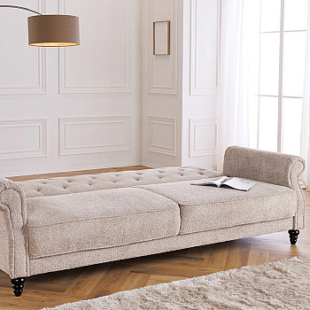 Sedacia súprava rozkladacia 44236 Belle 3-Sedenie Bouclé-Sivá