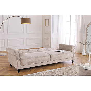 Sedacia súprava rozkladacia 44236 Belle 3-Sedenie Bouclé-Sivá