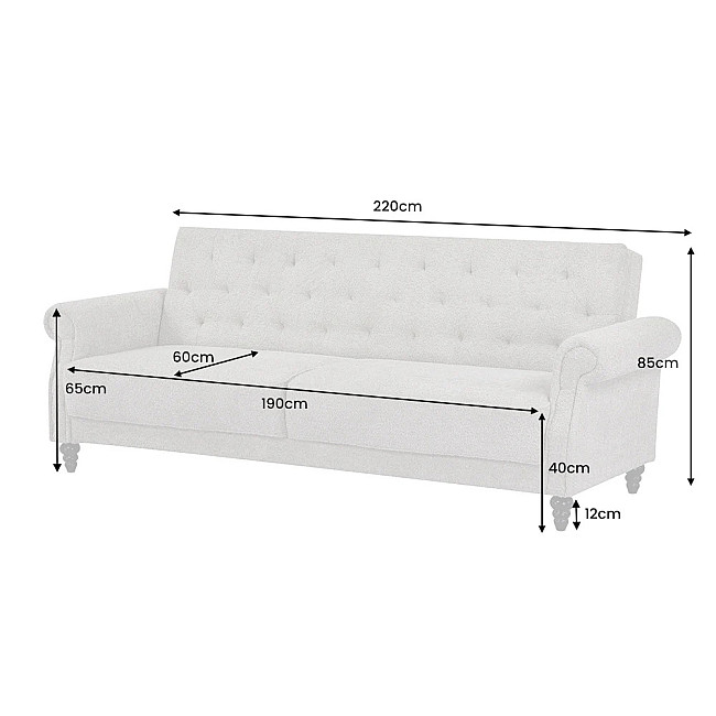 Sedacia súprava rozkladacia 44236 Belle 3-Sedenie Bouclé-Sivá