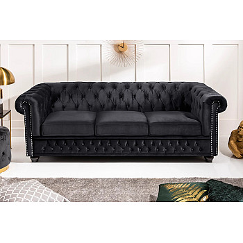 Sedacia súprava 47033 Chesterfield 3-sedenie Zamat Čierna