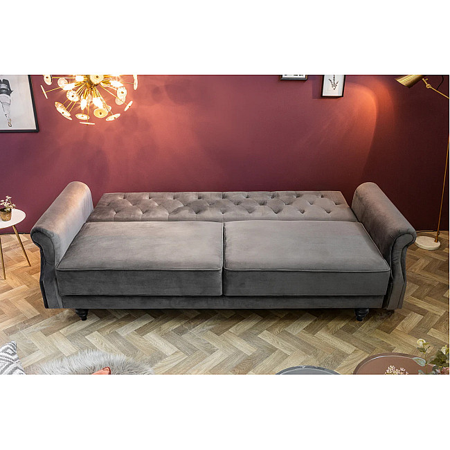 Sedacia súprava rozkladacia 40083 Belle 3-Sedenie Zamat-Šedá