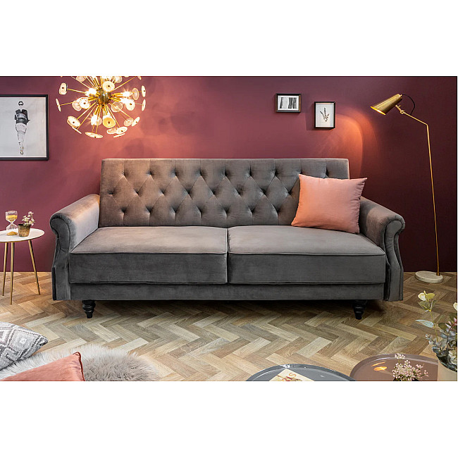 Sedacia súprava rozkladacia 40083 Belle 3-Sedenie Zamat-Šedá