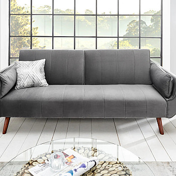 Sedacia súprava rozkladacia 40087 Divani 3-Sedenie Zamat-Strieborno šedá