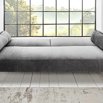 Sedacia súprava rozkladacia 40087 Divani 3-Sedenie Zamat-Strieborno šedá