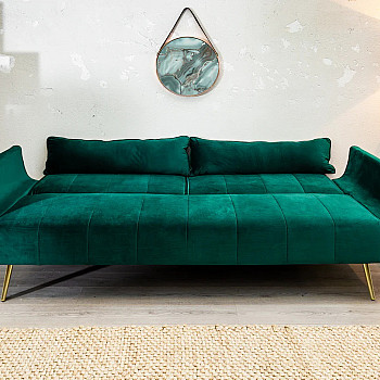 Sedacia súprava rozkladacia 40090 Divani 3-Sedenie Zamat-Zelená