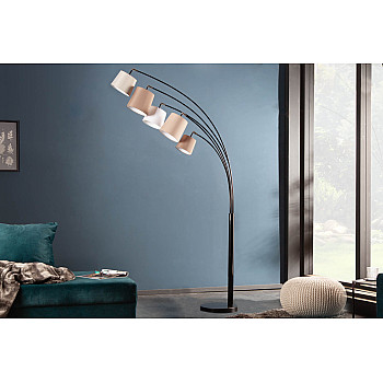 Stojaca lampa 38825 Levels 205cm Šedá, Hnedá, Biela