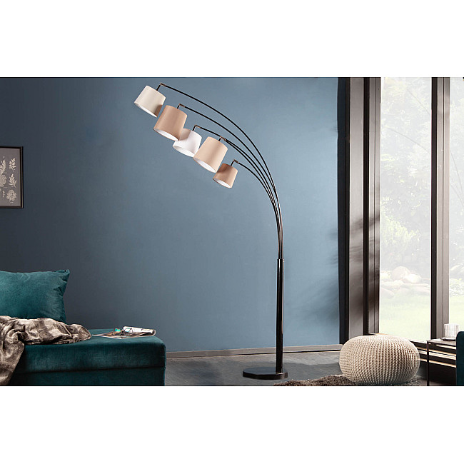 Stojaca lampa 38825 Levels 205cm Šedá, Hnedá, Biela