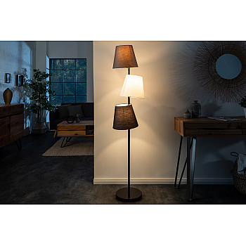 Stojaca lampa 39674 Levels 163cm Čierna, Šedá, Biela