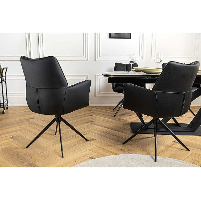 Stolička 45184 Papillon Čierna kožená - otočná