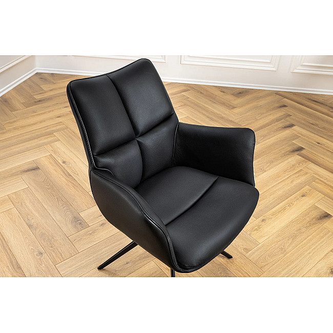 Stolička 45184 Papillon Čierna kožená - otočná