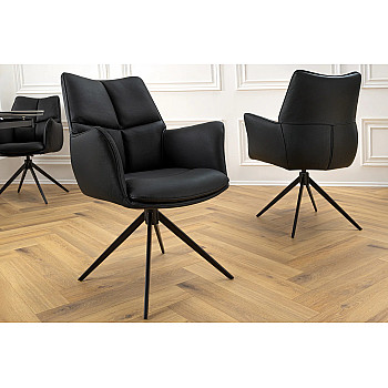 Stolička 45184 Papillon Čierna kožená - otočná