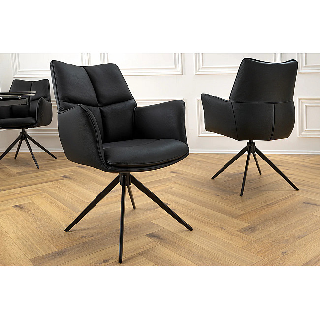 Stolička 45184 Papillon Čierna kožená - otočná