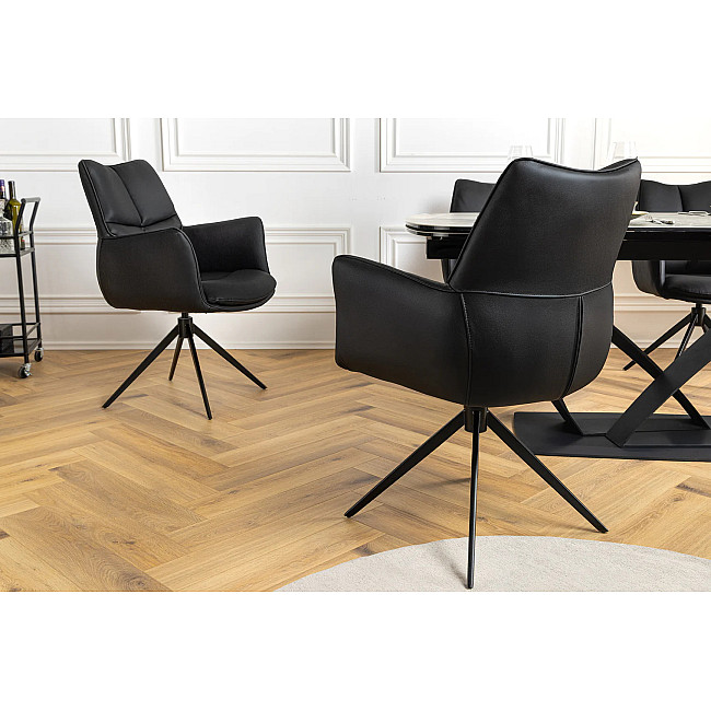 Stolička 45184 Papillon Čierna kožená - otočná