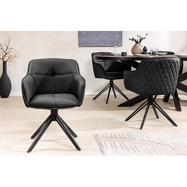 Stolička 45859 Euphoria Čierna kožená - otočná