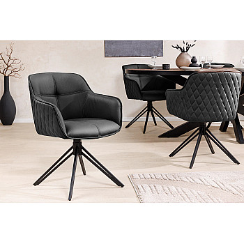 Stolička 45859 Euphoria Čierna kožená - otočná