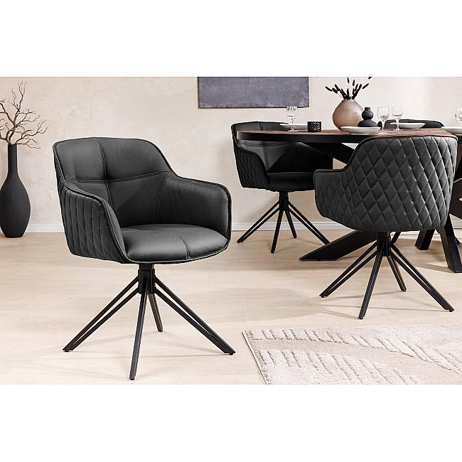 Stolička 45859 Euphoria Čierna kožená - otočná