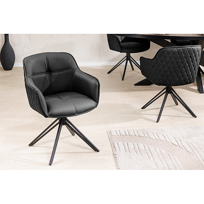 Stolička 45859 Euphoria Čierna kožená - otočná