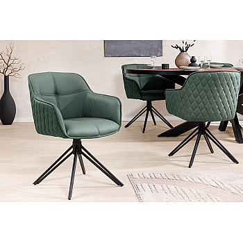 Stolička 45863 Euphoria Olivovo zelená kožená - otočná