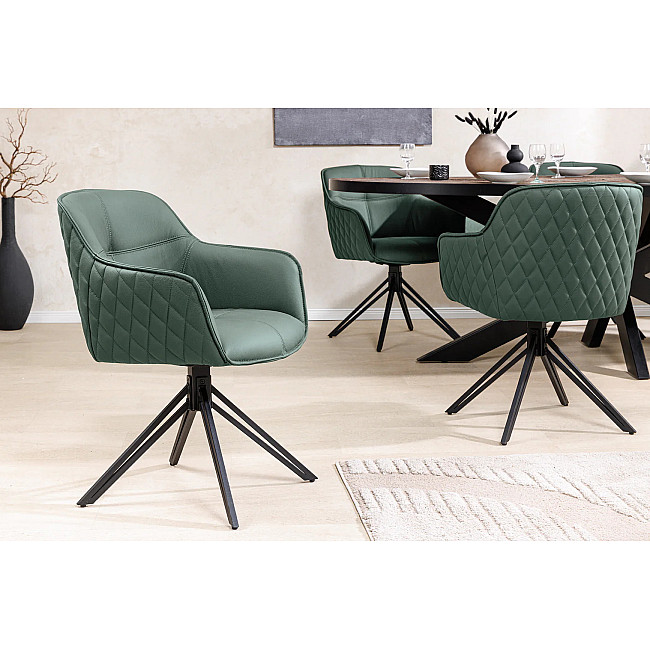 Stolička 45863 Euphoria Olivovo zelená kožená - otočná