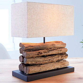 Stolová lampa 19477 Masív drevo/Bežová