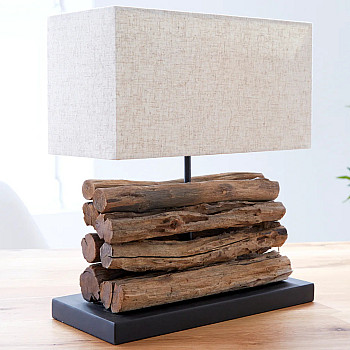 Stolová lampa 19477 Masív drevo/Bežová