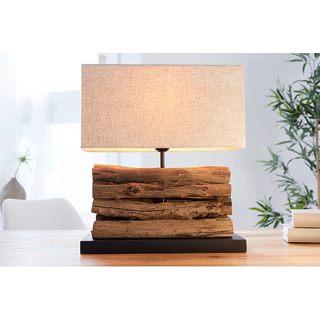 Stolová lampa 19477 Masív drevo/Bežová