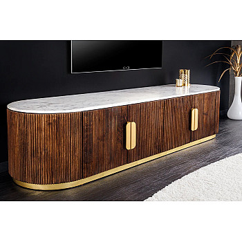 TV-skrinka 45828 Gatsby 170cm Drevo Mango-Biely mramor