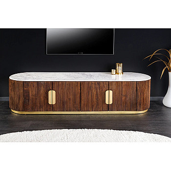 TV-skrinka 45828 Gatsby 170cm Drevo Mango-Biely mramor