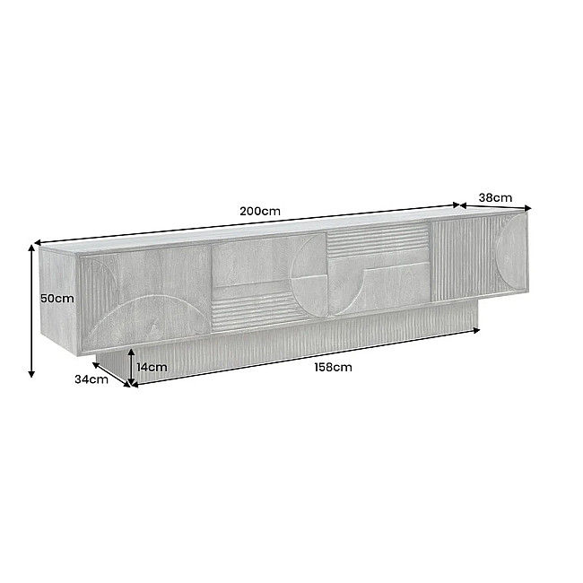 TV-skrinka 46804 Art Deco 200cm Drevo Mango Šedé