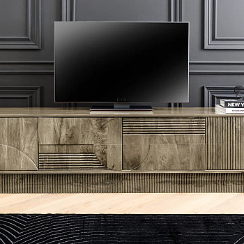 TV-skrinka 46804 Art Deco 200cm Drevo Mango Šedé