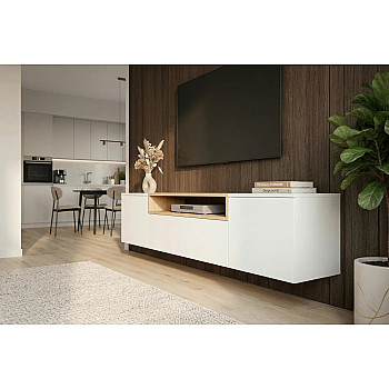 TV-skrinka 47807 Loft 160cm Biela/Prírodná Dub Dyha