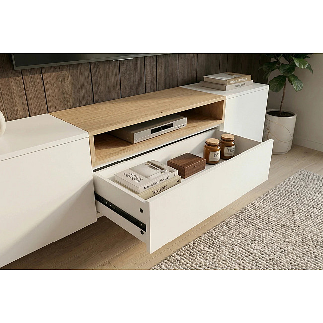 TV-skrinka 47807 Loft 160cm Biela/Prírodná Dub Dyha