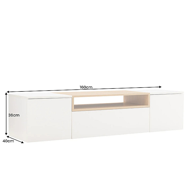 TV-skrinka 47807 Loft 160cm Biela/Prírodná Dub Dyha