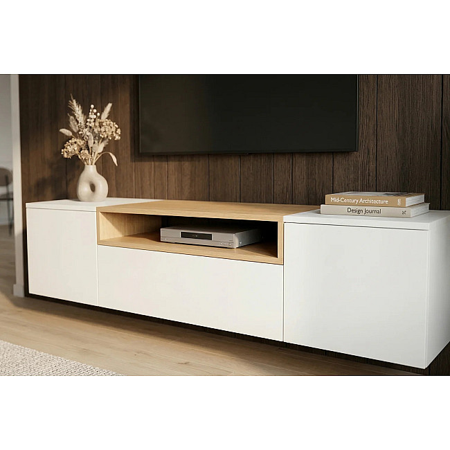 TV-skrinka 47807 Loft 160cm Biela/Prírodná Dub Dyha