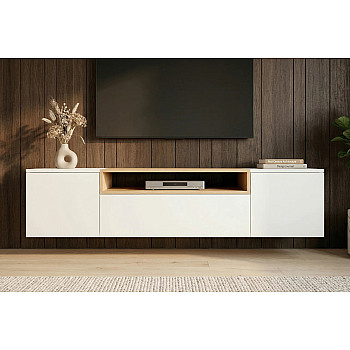 TV-skrinka 47807 Loft 160cm Biela/Prírodná Dub Dyha