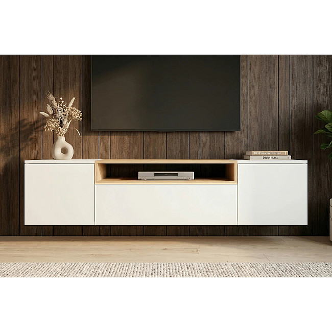 TV-skrinka 47807 Loft 160cm Biela/Prírodná Dub Dyha