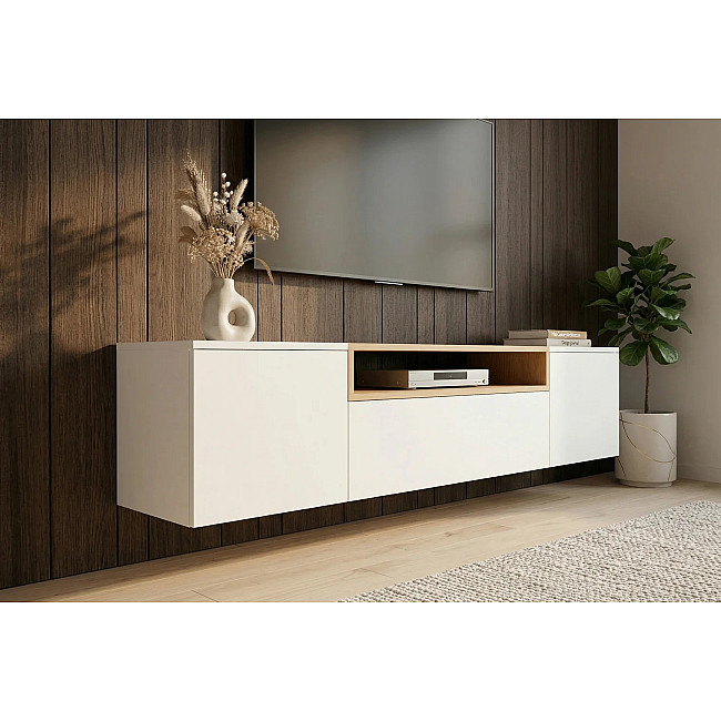 TV-skrinka 47807 Loft 160cm Biela/Prírodná Dub Dyha