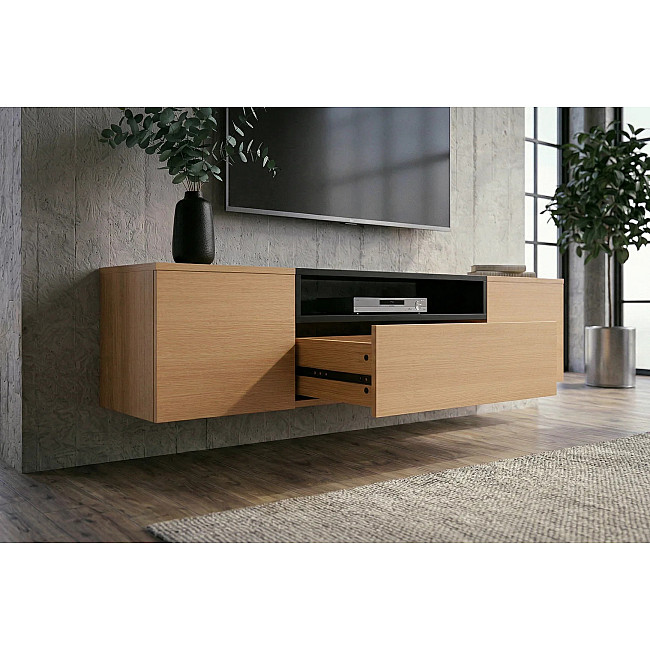 TV-skrinka 47808 Loft 160cm Prírodná Dub Dyha/Čierna