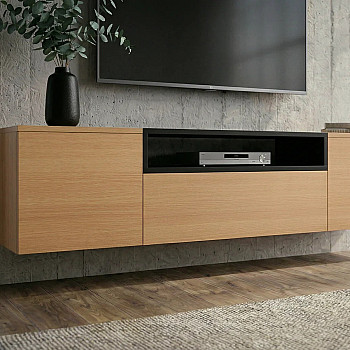 TV-skrinka 47808 Loft 160cm Prírodná Dub Dyha/Čierna